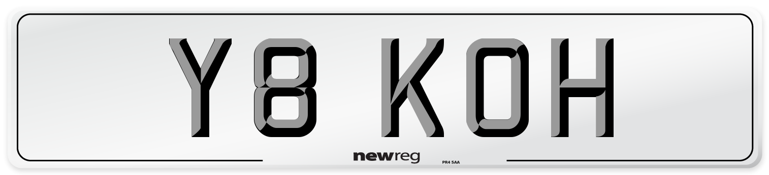 Y8 KOH Number Plate from New Reg